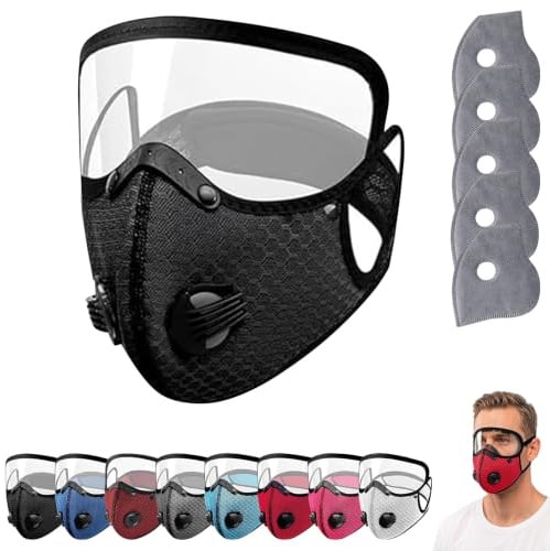 Nikyrme Reusable Carbon Filter Dust Mask With Adjustable Goggles, Staubmaske Mit 10 Aktivkohlefiltern, Staubschutzmaske Mit Abnehmbare Brille Für Holzarbeiten Staub