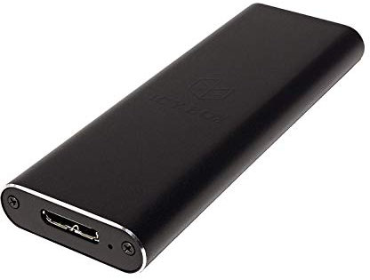 Icy Box IB-183M2 Externes Gehäuse für 1x M.2 SSD B-Key & B+M-Key (22 x 30/42/60/80 mm), USB 3.0 (UASP) Anschluss, SATA III, Aluminium, schwarz