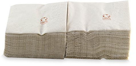 MORIGAMI Coktail Servietten, 20 x 20, 2-lagig, 1/4-Falz, 100 Servietten, glatt mit 100% natürlicher Kraft (SER22216906)