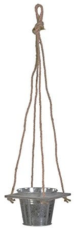 creativ home HÄNGEAMPEL. 1-er. Blumenampel aus Zink und Holz im Shabby chic mit Zinktopf.