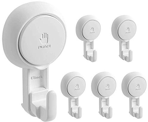 Ulinek Suction Hooks, 6 Pack Sucker Hook Vacuum Strong Removable No Drilling for Coat Towel Wreath Hat Cloth Tool, Suction Hooks Heavy Duty for Bathroom Kitchen Door Window Mirror Glass