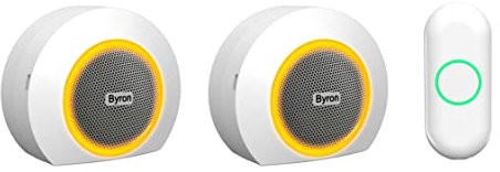 Carillon sans fil Byron DBY-23524 – Portée 175 mètres – Alerte lumineuse colorée – 2 carillons inclus