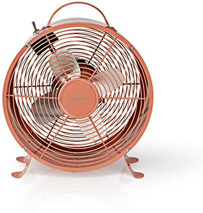 NEDIS Ventilateur de Bureau Rétro Diamètre 25cm 2 Vitesses Rose Vintage
