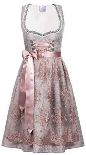 Edelnice Trachtenmode Exklusives Designer Midi Dirndl Aurelie inkl. Spitzendirndlschürze und Charivari Gr. 32-54 (40)