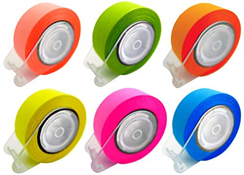 4A Roll Sticky Notes with Dispenser,Full Adhesive,Width x Length 0.6 x 393 Inches,6 Different Neon Colors,Self-Stick Notes,6 Roll/Pack,4A PSS 32x6