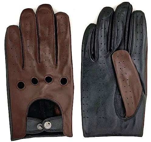ZLUXURQ Herren Luxus 100% Schaffell Fahrhandschuhe-Weiches hochwertiges Leder