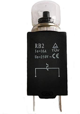 RB2 250V 16A 2 Broches Interrupteur de Protection Thermique du Moteur Disjoncteur Équipement Industriel Miniature Réinitialisation Manuelle Interrupteurs à Bouton-poussoir, paquet de 2