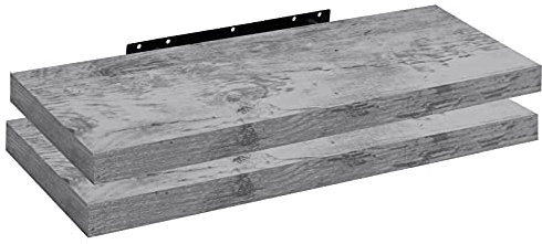WOLTU 2X Wandregal Wandboard Bücherregal Regale für Deko Wandablagen aus MDF Holz, 2er Set Hängeregal Grau Eiche, 110x23x3,8cm RG9316grei-2