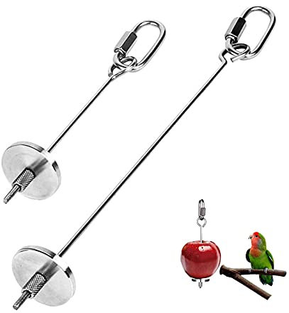 2 Pcs Chicken Veggies Skewer Fruit Holder,Parrot Food Skewer,Chicken Parrot bird Hanging feeder,Bird Food Holder Pet Parrot Treat Skewer,Parrot Foraging Toy,for Hens Birds Parrot Small Animals,2 Sizes