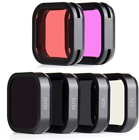 SOONSUN Lot de 6 filtres d'objectif pour GoPro Hero 9 Noir (ND8, ND16, ND32, CPL, filtre magenta), filtres circulaires polarisants et de plongée à densité neutre pour caméra GoPro Hero9 Noir