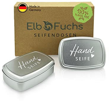Elbfuchs® Seifendose Reise Zubehör 2-Pack aus Alu Metall, Seifenbox für dein Lieblings Seifenstück als nachhaltiges Produkt mit ZeroWaste Charakter