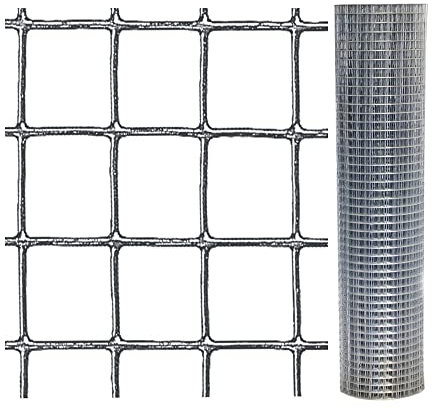 0.61M X 15M Galvanised Wire Mesh, Welded Steel Mesh Panels, Hot Dip Galvanised Wire Netting Fence Mesh, for Chicken Coops, Rabbit Runs, Garden Fencing - 2.5x2.5cm