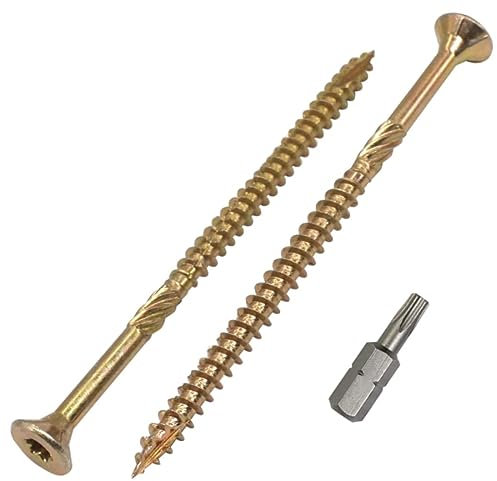 SKIR'CO Lot de 40 vis à bois universelles en acier zingué Tête fraisée Torx Type 17 Vis à panneaux d'aggloméré 5,0 x 120 mm Jaune