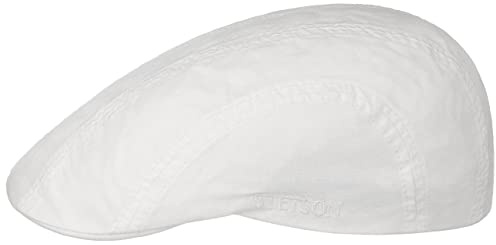 Stetson Madison Delave Flatcap Damen Herren Nachhaltige Cap Bio-Baumwolle Unifarben UV-Schutz Futterband Frühjahr Sommer weiß S (54-55 cm)