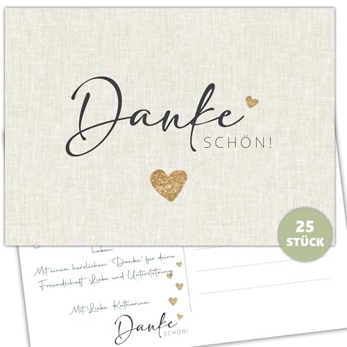 Eummel 25 schöne Dankeskarten im auf 300g Cremepapier | Einfach mal Danke sagen Postkarte | Dankeschön Karten | Danksagungskarten Vielen Dank Karten Boho