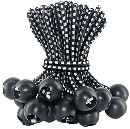 LOOGI Spanngummis mit Kugel 25 Stück, Planenspanner mit Kugel 15cm, Gummispanner Zeltgummis Expanderschlingen Gummischlaufen für Planen Zelt Banner