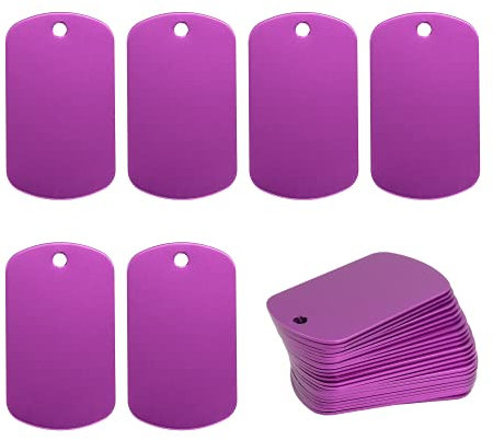 Aluminiumgravur Rohlinge Aluminium Rechteck Blank Tags Stanzen Rohlinge Gravur Rohlinge Hundemarke 25 Pack (Purple)