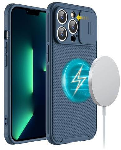 Hitaoyou for iPhone 13 Pro Max Hülle, iPhone 13 Pro Max Kameraschutzhülle [Support Magsafe Charger] mit Slide Lens Cover, Slim Magnetic Case for iPhone 13 Pro Max 6.7 Blue
