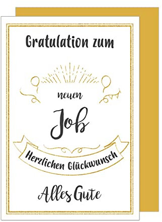 Edition Seidel Premium Glückwunschkarte zum neuen Job mit Umschlag. Grusskarte Gratulation zur neuen Arbeit Wünsche Billet Mann Frau (NJO103 SW023)