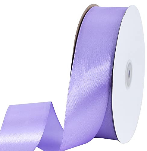 Toniful Satinband, breites, einfarbiges Stoffband für Geschenkverpackungen, Stuhlschärpe, Valentinstags-, Hochzeits-, Geburtstagsparty-Dekoration, Haar, Blumen, Basteln, Nähen, 40 mm x 91 m, Lavendel