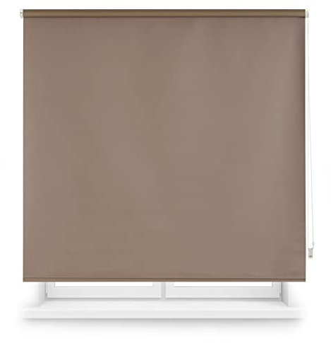 Decorblind Thermo-Verdunkelungsrollo, Maße 120 x 230 x 230 cm/Stoff 117 x 225 cm, einfarbig, Taupe, einfache Installation an Wand oder Decke