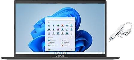 Asus Vivobook 15.6 FHD Laptop | Intel Core i5-1135G7 | Intel Iris Xe Graphics | 8GB RAM | 256GB SSD | Windows 11 Home | Black | Bundle with USB 3.0 Hub