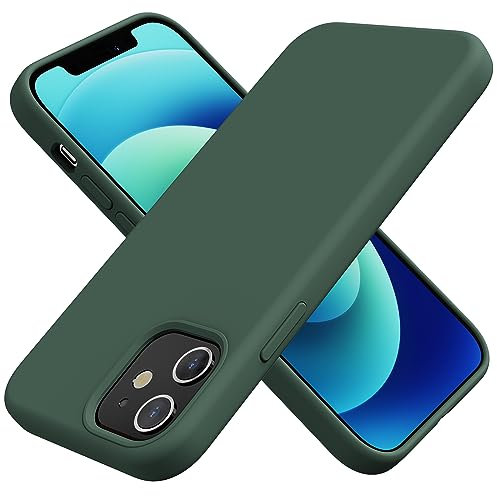 TAXXOE Silicone Case Compatible with iPhone 12 Case/12 pro case Soft Ultra Slim Protective Shockproof Liquid Silicone Phone Case,Anti-Scratch Microfiber Lining, 6.1 Cangling Green