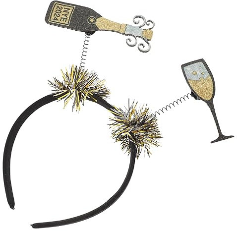 Abaodam Festliche Kostüm-Requisiten Und Kopfbedeckungen Party-stirnbänder Nye Stirnbänder Silvester-diademe Antennenbopper Neujahrs-Tiara Lametta Stirnband Weinglas Bilden Stoff Damen