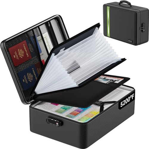 Feuerfeste Dokumententasche, isolierte Dokumentenbox mit Schloss, wichtiger Dokumenten-Organizer mit wasserdichtem Reißverschluss, tragbar, weich, Zuhause, Reisen, Büro, sichere Aufbewahrung für Recht