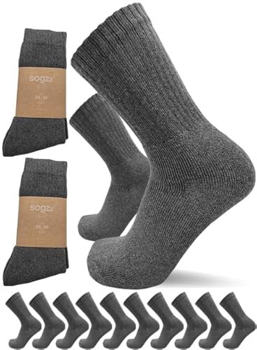 sogzz Tennissocken | 10 Paar | Herren Damen 80% Baumwolle, Sportsocken, Arbeitssocken, Tennis Sport Freizeit Arbeit Socken Grau Unisex, Modell: Sport Basic, 47-50, Dunkelgrau