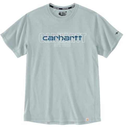 Carhartt Mens Force Relaxed Fit Midweight Short-Sleeve Logo Graphic T-Shirt, Dew Drop, L