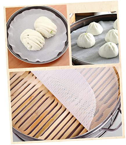 VINTORKY 6 Stücke Wiederverwendbare Dämpfermatte Antihaftbeschichtete Runde Große Matte für Knödel Brötchen und Dim Sum Ideal Gemüse und Backender Küche