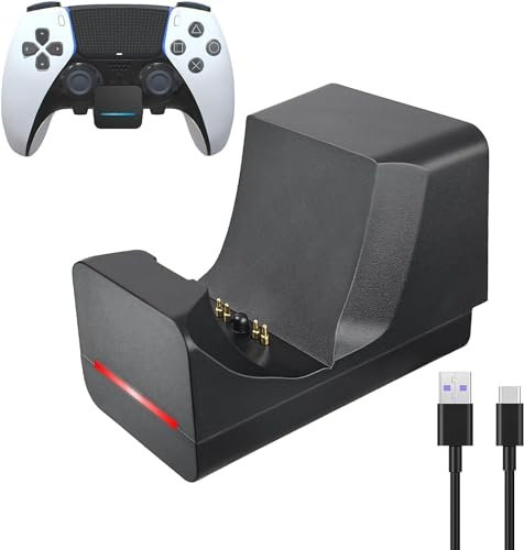 sciuU Cargador para Mando PS5 DualSense & PS5 Edge Mando, Estación de Carga Cargando Soporte de Pared con Indicador RGB y Cable USB Tipo-C de 1m