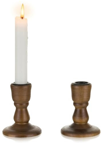 Inweder kerzenständer Holz Kerzenhalter Stabkerze: 2er Braun Vintage Kerzenständer für Stabkerzen Rustikale kerzenleuchter für Tisch-Mittelstück Hochzeit Veranstaltung Weihnachten oder Heimdekoration