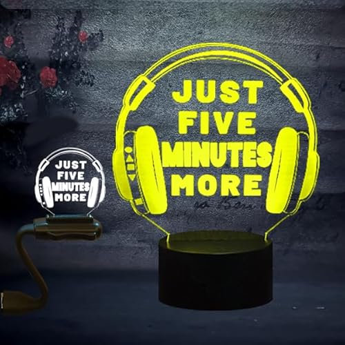 3D Optical Illusion LED Acrylic Panel Night Light Game Headphones Headset Music Lover with Remote Control 16 Color Changing Dimming Bedside Lamp Room Decor Creative Birthday Gift for Friends Teens