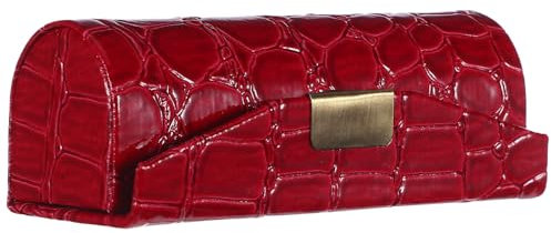 Beaupretty Rot Lippenstift-Etui aus Leder - Stylischer Design, sicherer Halt, kompakte Größe - Ideal für Reise/Make-up-Aufbewahrung unterwegs
