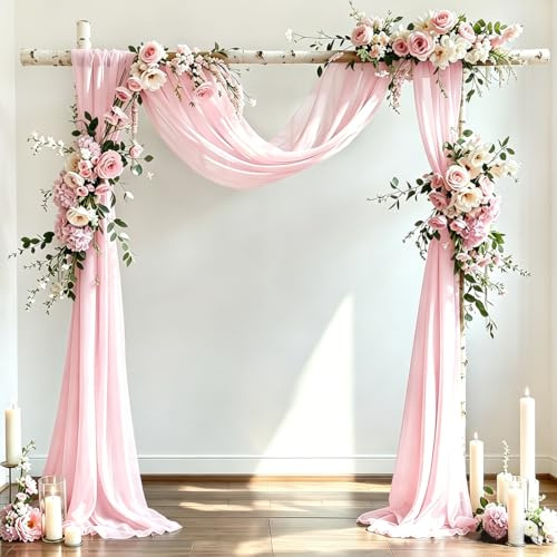 DeZerlor Cortinas traslúcidas para exteriores, color rosa rubor, 1 panel, tela de gasa de 29 pulgadas x 6.5 yardas, para césped, bodas, ceremonias, fiestas, eventos al aire libre