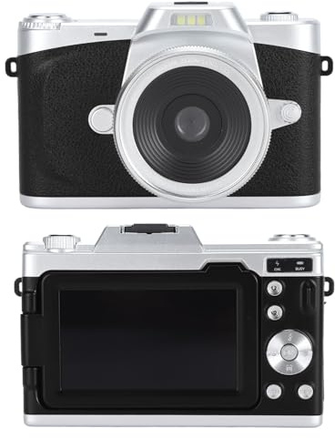68-MP-Digitalkamera, 4K-Vlogging-Kamera mit 20-fachem Digitalzoom, Autofokus-Taschen-Kompaktkamera mit 180°-Klappbildschirm, Weitwinkelobjektiv, für Reisen mit Kindern, (Black)