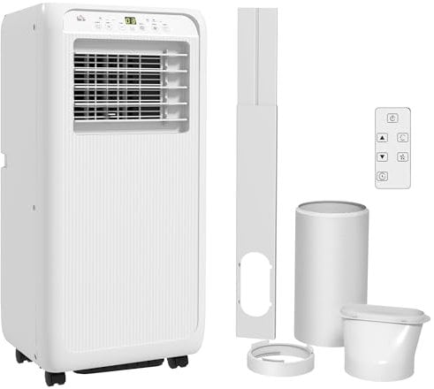 HOMCOM Portable Air Conditioner 7000 BTU, 3-in-1 Cooling, Fan & Dehumidifier Mode, Mobile Air Conditioning Unit with Digital Display, Remote Control, 24H Timer, Window Kit for Rooms up to 26㎡