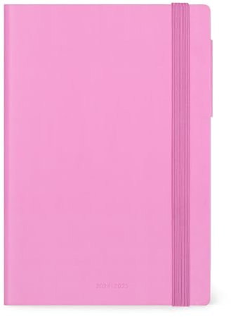 Legami - Wochenkalender 2025, Medium, 12 Monate, Kalender von Januar 2025 bis Dezember 2025, Gummibandverschluss, Monatsplaner Januar 2026, letzte Tasche, Adressbuch, 12 x 18 cm, Bubblegum
