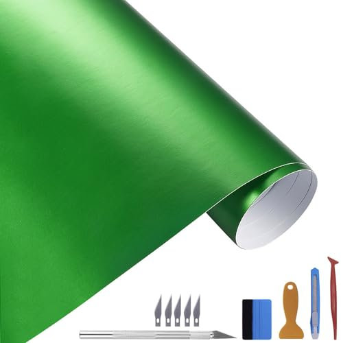 NewL 30cm x 300cm Grün gebürsteter Edelstahl Metallic Vinyl Folie Folie Matt Chrom Auto Wrapping Folie Aufkleber Folie Folie Folie Aufkleber Bogen für Motor Laptop Möbel