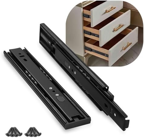Vollauszug Schubladenschienen, Tragfähigkeit 35 kg/Paar, robuste Auszugsschienen für Schubladen, Schienensystem, selbstschließend, Teleskopschienen, Schubladenschienen (2, 400mm)