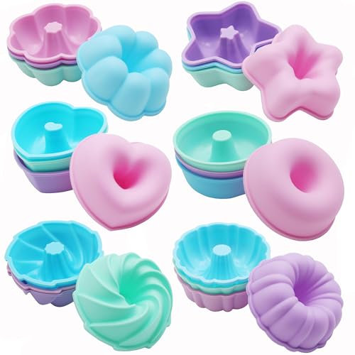 FZSECRIU 24 pièces moule silicone,moule donuts,moule mini cake,moule a donuts,moule a gateau,moule a baba au rhum,moule kouglof,moule baba au rhum,moule gateau silicone