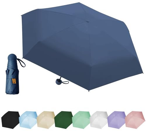 EEPLUYTY Mini-Regenschirm, Sechs-Knochen-Regenschirm, UV-Schutz-Regenschirm, Sonnenschutz-Regenschirm für den Außenbereich, Regen- oder Sonnenschein-Regenschirm, uv schutz und tragba(königsblau)