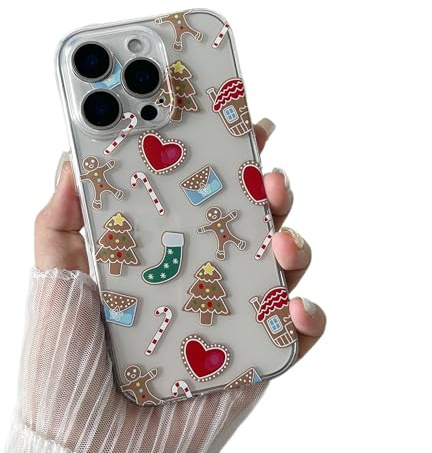 ZTOFERA Christmas Phone Case for iPhone 11 Pro Max 6.7 inch,Clear Cute Merry Christmas Pattern Phone Case Gifts Transparent Hard PC +TPU Bumper Shockproof Protective Cover-Gingerbread Man