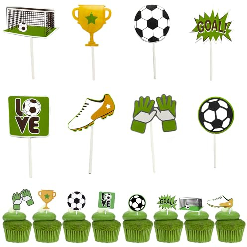 Syiyunran Papier Tortenaufleger Fussball - 24stk Tortendeko Happy Birthday Cake Topper Geburtstag FußBall Kuchen Für Geburtstagskuchen Dekorationen In Party Deko Kinder Kuchendeko Junge