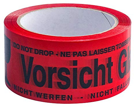 VEPATIM 6 Packband Klebeband OPP-919NN 50mmx66m rot mit Aufdruck VORSICHT GLAS