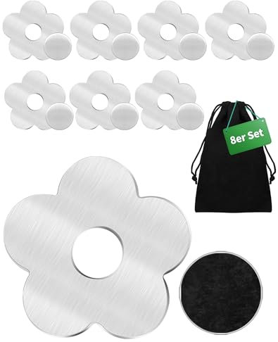 NETONDA 8X Sujeta Manteles de Mesa Exterior Pinzas Mantel Magnéticas Clip para Manteles de Jardin, Terraza o Comedor - Pesas Mantel de Acero Inoxidable - 50g/Pieza Extra Pesados - Flor