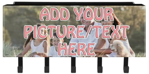 Fllamo Llavero de plástico personalizado para pared, soporte de pared personalizado con texto/foto, ganchos decorativos para gorras, regalo personalizado para parejas, aniversario de Navidad