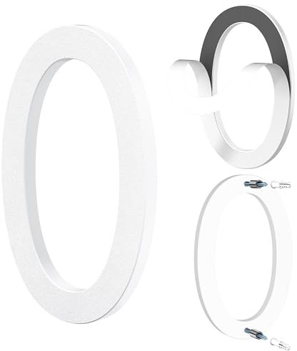 Yafimea Numero civico esterno 15 cm bianco, Numeri civici adesivi o a vite, effetto galleggiante 3D, plastica resistente per parete o cancello (0)